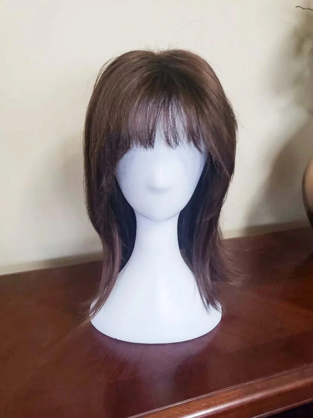 RENE of PARIS LAINE Wig - Long Synthetic w/ bangs added - Ginger Brown - EUC